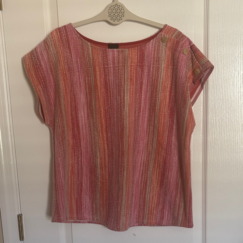 W5 Anthropologie Striped Boxy Knit Style Blouse in Pink and Orange